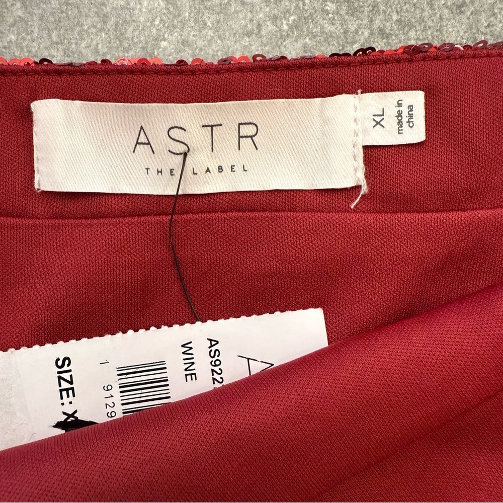 ASTR the Label Sequin Holiday Party Burgundy Red Wine Mini Skirt Size XL - Picture 7 of 9
